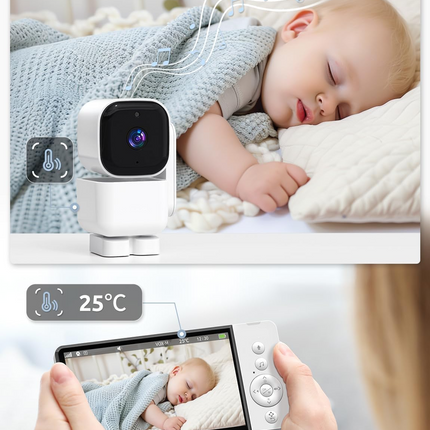 Rechargeable 5 Inch IPS Video Monitor 720P Camera with Two Way Audio and Temperature Alert