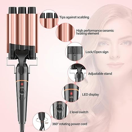 Professional Ceramic Hair Curl Wand with Digital Heat Control