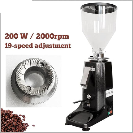 Aluminum Housing Commercial Coffee Grinder 250W for Home and Café Use Black