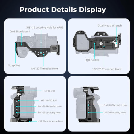 Universal Aluminum Camera Cage – CNC Machined, Lightweight Camera Rig with Accessory Mounts