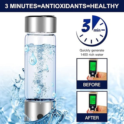 Rechargeable Portable Hydrogen Water Generator Bottle – 300ml High-Concentration Hydrogen Output