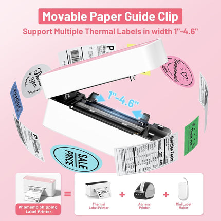 Wireless-Ready Compact Thermal Shipping Label Maker (25–118mm) – USB Powered, Pink Edition