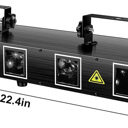 Professional RGBYC 5-Beam DJ Laser Light with Sound Sync, DMX Modes & 100+ Visual Effects