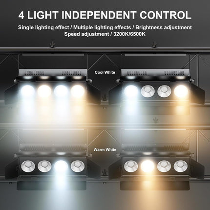 200W COB LED Stage Spotlight with Barn Doors 8CH Warm Cool White