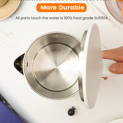 Compact 1360W Electric Kettle with Durable Stainless Steel Interior