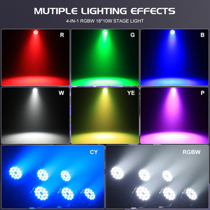 180W RGBW LED Par Light Stage DMX512 Sound Activated for Event Uplighting