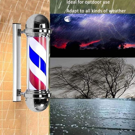 Rotating LED Barber Pole Light Wall Mount Salon Open Sign Waterproof Outdoor Display Lamp