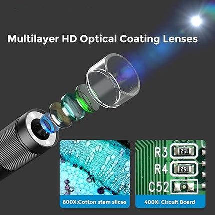 Portable Digital Microscope with Rechargeable Battery, LED Illumination & Desktop Stand