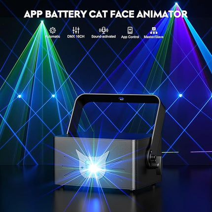 Wireless RGB 3D Laser Projector for DJ & Events – App Controlled Party Lighting System