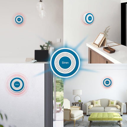 Wireless 433MHz Alarm Siren Hub with Rechargeable Battery and Voice Alerts
