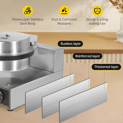 Professional Electric Waffle & Dessert Maker with Non-Stick Plates and Temperature Control