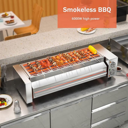 High-Performance Indoor Electric Rotating BBQ Grill for Skewers & Seafood