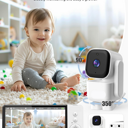 Rechargeable 5 Inch IPS Video Monitor 720P Camera with Two Way Audio and Temperature Alert