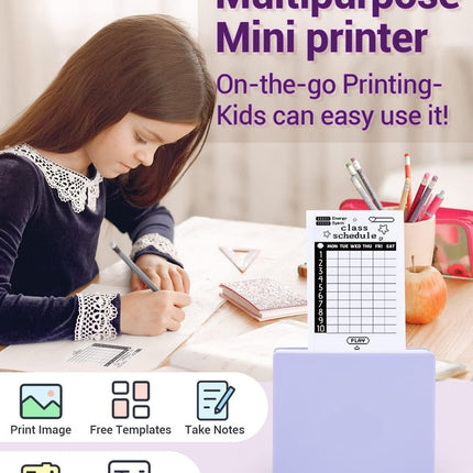 Portable Wireless Thermal Label Printer 53mm Print Width Rechargeable – Purple