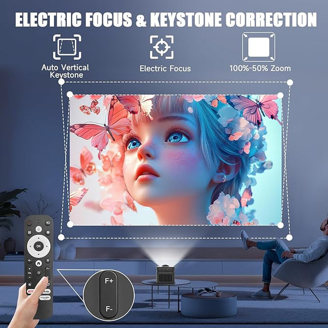 Full HD 1080P Smart Projector for Home Cinema Bluetooth Screen Mirroring