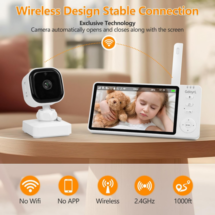 Wireless Infant Car Camera 5 Inch HD IPS Monitor 720P Night Vision Two Way Audio USB Powered