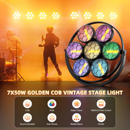 7x50W LED Par Stage Light RGB Strobe for DJ, Disco, and Party Events