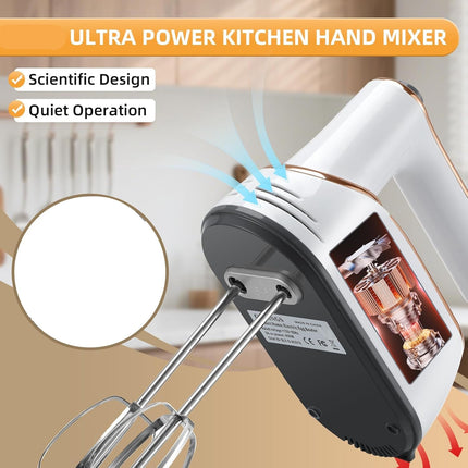 Cordless Electric Hand Blender with Rechargeable Battery, 12-Level Speed Adjustment & Complete Mixing Attachments