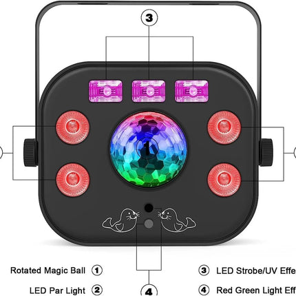 Professional 60W Multi-Effect DJ Light Bar with RGBW Wash, Laser Beams, UV Glow & Strobe (DMX Enabled)