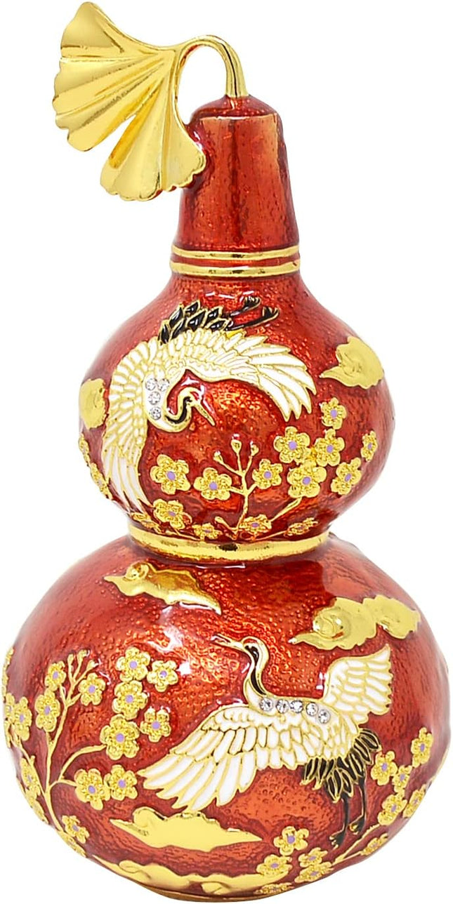 Hand-Comfortted Metal Wu Lou Gourd Figurine – 3D Gold-Plated Feng Shui Ornament