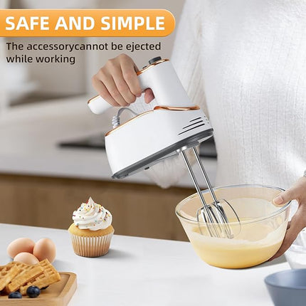 Cordless Electric Hand Blender with Rechargeable Battery, 12-Level Speed Adjustment & Complete Mixing Attachments