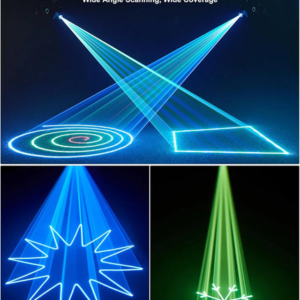 Professional RGB 3D Laser Projector with DMX Control & Music Sync for Events and Stage Lighting