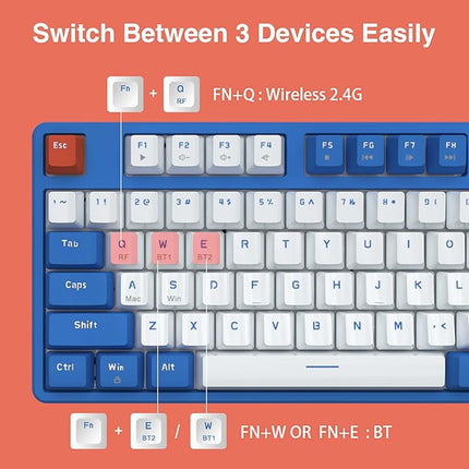 Wireless Mechanical Keyboard RGB Bluetooth 2.4G Long Battery Life