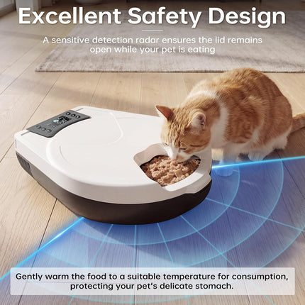 Automatic Wet Food Feeder for Cats & Small Pets with 5 Meal Timer, Cooling, Reheat & Stainless Steel Bowl
