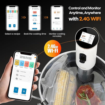 Smart WiFi Immersion Circulator 1000W with Ultra-Accurate Temperature Control & Even Heat Flow