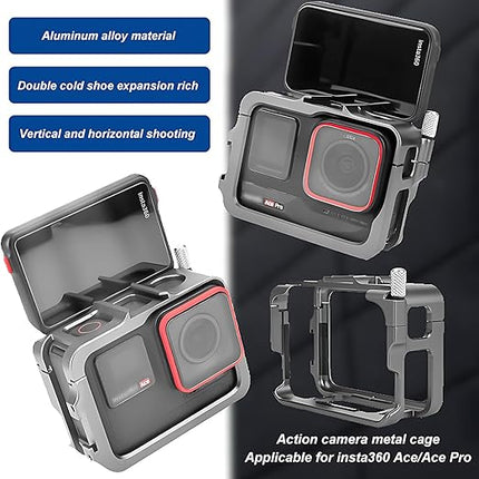 Protective Alloy Frame Housing with Adjustable Mount & Audio Adapter for 360 Ace / Ace Pro