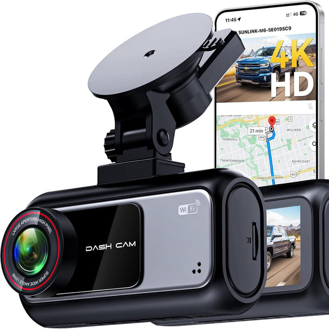 Dual Lens 4K Dash Camera with 2.5K Rear Camera, 3.59" Display, WiFi & Parking Monitor