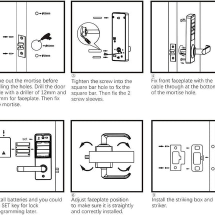 Keyless Bluetooth Door Lock with Password, RFID Card & Mechanical Key for 35-100mm Doors