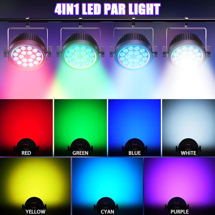 200W RGBW LED Par Lights – Fanless 4-in-1 Stage Uplights for Events, Parties, and Bars