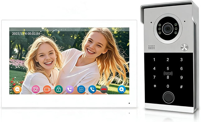 Smart Video Doorbell Intercom Kit with 7 Inch Touch Screen, 2MP Camera, Tuya App & IP65 Outdoor Unit