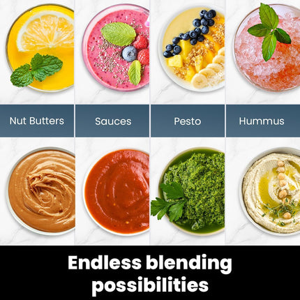 Electric 1200W Stainless Steel 6-Blade Countertop Blender for Smoothies and Shakes