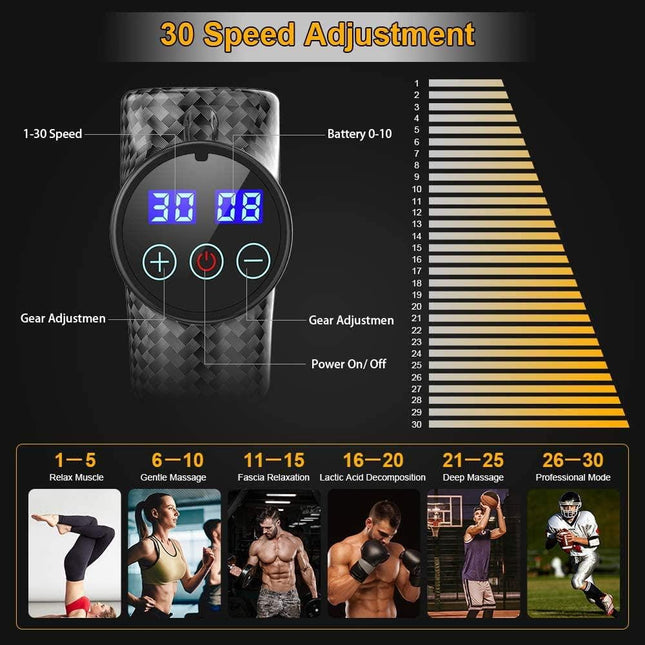 Portable Rechargeable Massage Gun with LCD Touch Screen and 6 Heads