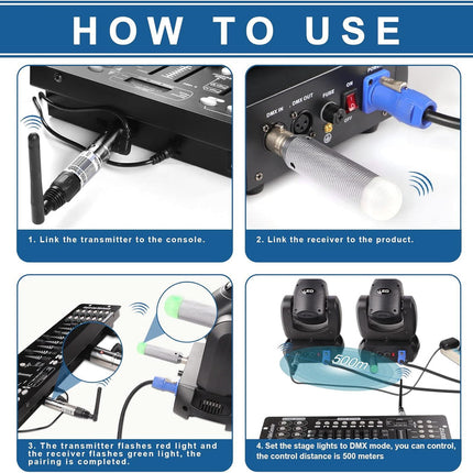 Portable Wireless DMX512 Controller 400m Range Rechargeable 2.4GHz Signal Transmitter