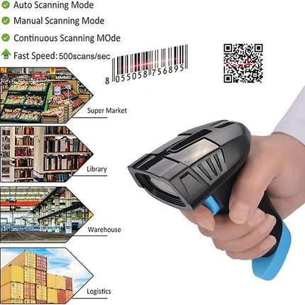 Professional Wireless 1D Barcode Scanner with Docking Station & Extended Wireless Range