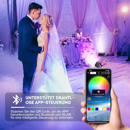 Portable LED Par Light 4x18W RGBWA+UV Battery Powered DMX App Remote Control