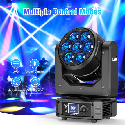 300W Moving Head Stage Light 7x25W RGBW LED Zoom Beam Wash DJ DMX Sound Control Lighting