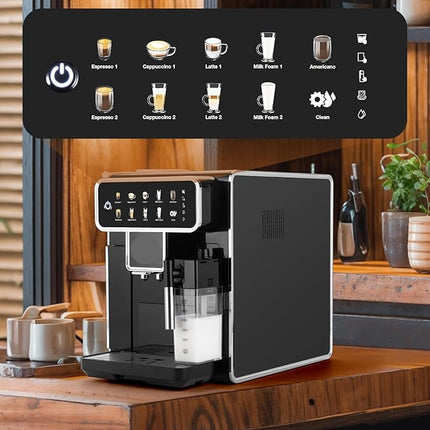 Automatic Barista Coffee Machine with Espresso, Latte & Cappuccino Brewing System