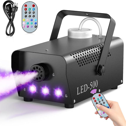 500W LED Fog Machine with Wireless Remote & 14-Colour Light Effects