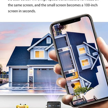 Portable Android DLP Mini Projector with Built-In Battery, 180 ANSI Brightness & 5G WiFi