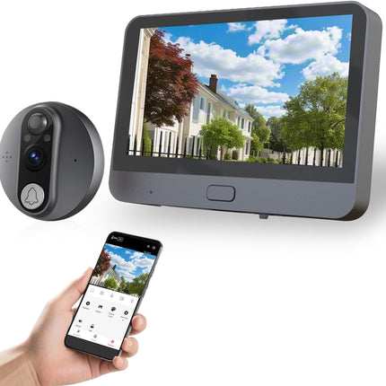 Smart Wireless Door Camera 3MP with 4.3” Screen & App-Controlled Intercom