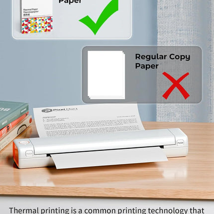 Compact Wireless A4 Document Printer – Rechargeable Ink-Free Thermal Printing Device