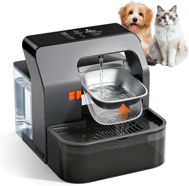 Cordless 3.2L Automatic Cat Water Dispenser with 180-Day Battery Life & Stainless Steel Bowl
