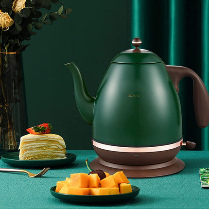 1.5L Retro Electric Kettle with Double Wall Stainless Steel Interior and 360° Swivel Base Blue