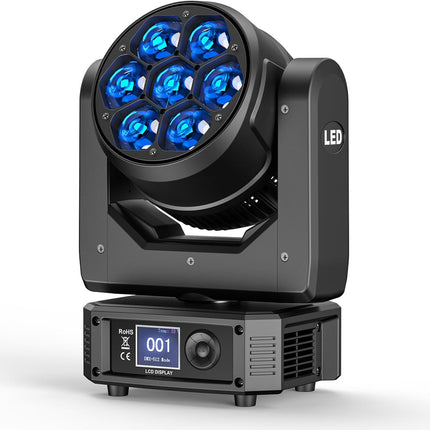 300W Moving Head Stage Light 7x25W RGBW LED Zoom Beam Wash DJ DMX Sound Control Lighting