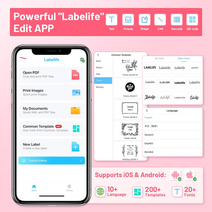 Wireless-Ready Compact Thermal Shipping Label Maker (25–118mm) – USB Powered, Pink Edition