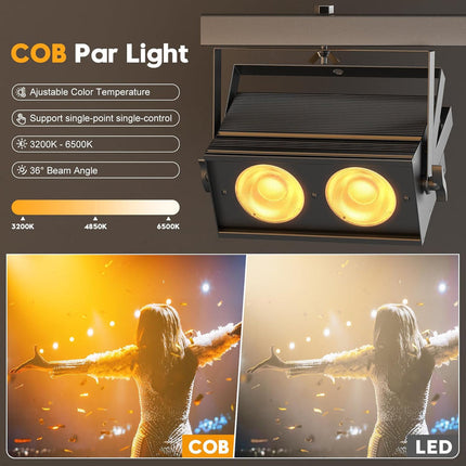 120W LED COB Stage Spotlight with Cool & Warm White, DMX Uplight for Events and Performances